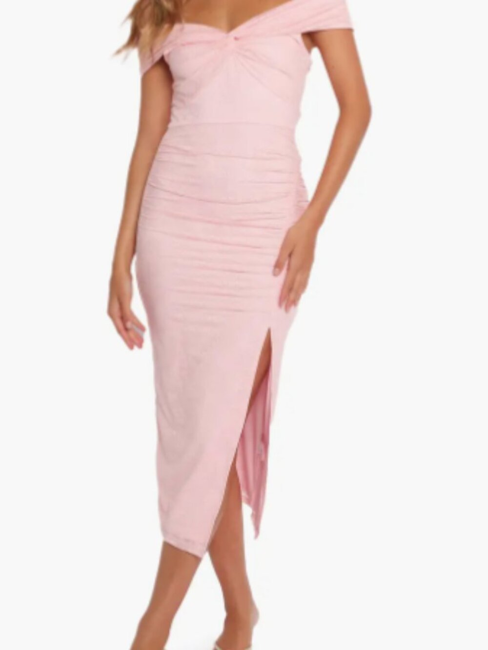 Petal & Pup Vada Off the Shoulder Midi Dress pink